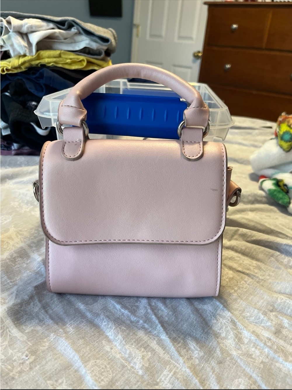 Classic Top-Handle Women's Bag in Light Pink with strap